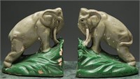 Art Deco Chalkware Elephant Bookends (2)