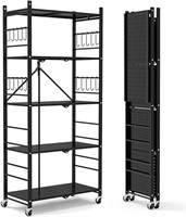 Himix Storage Shelves with 20 Hooks, 5-Tier Collap