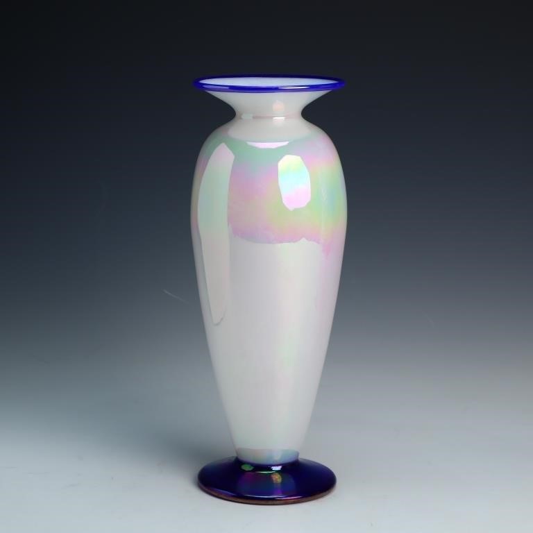 Wheaton Village Studio art glass opalescent vase