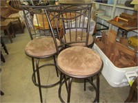 3 Bar Stools with Padded Seats and Back