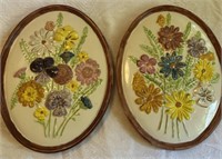 Pair of Floral Ceramic Wall Decor