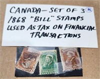 Canada- Set of 3 1868 "BILL" Stamp