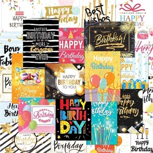 DEEPLAY Birthday Card 24 Pack, Bulk Glossy Blank