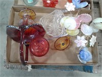 Glassware--glass baskets, hen on nest, etc