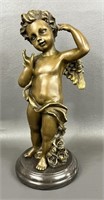 Moreau Bronze Cupid On Marble Base Sculpture