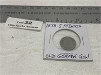 1878 5 Pfennig Old German Coin