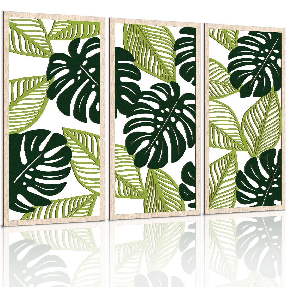 TOARTi Tropical Green Palm Leaf Wooden Wall Art (