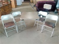 Vintage Card / Game Table with 4 Folding Chairs