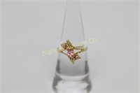 Ring: Size 7.25 10K Gold w/ Pink Stone