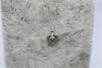 18" Heart Necklace 14K White Gold