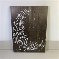 28 x 20 " Love You To The Moon & Back Wood Sign