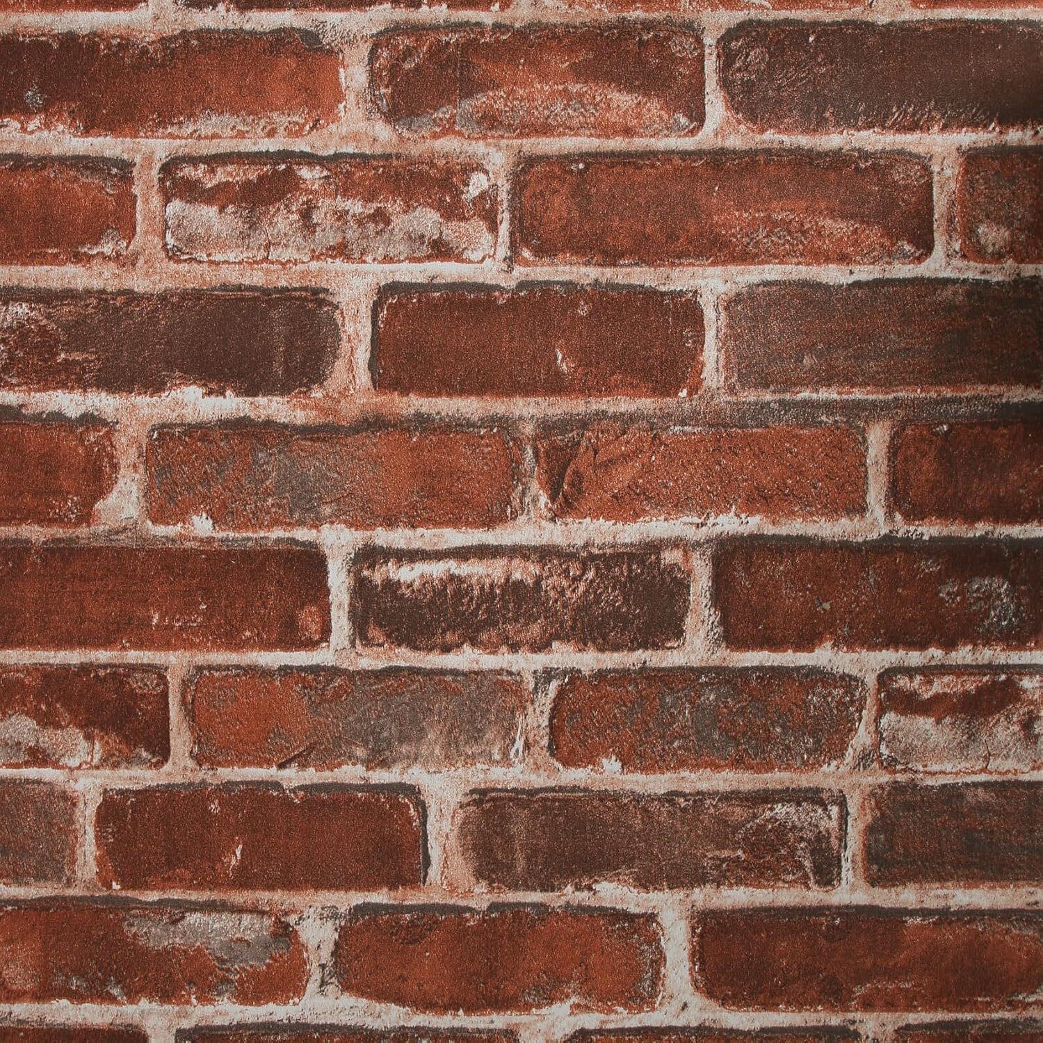 Red Brick Peel Stick Wallpaper 20.8in x 49.2ft