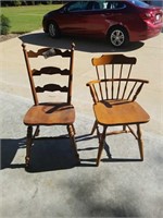 Two mismatch maple chairs