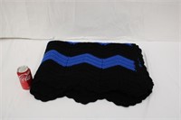 Blue & Black Afghan Blanket 52" x 68"