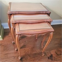Three Nesting End Tables with Glass Tops