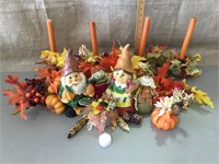 Fall deco- pumpkin and leaf centerpieces with