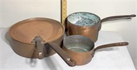 Copper Saute pan with lid, 11" dia.