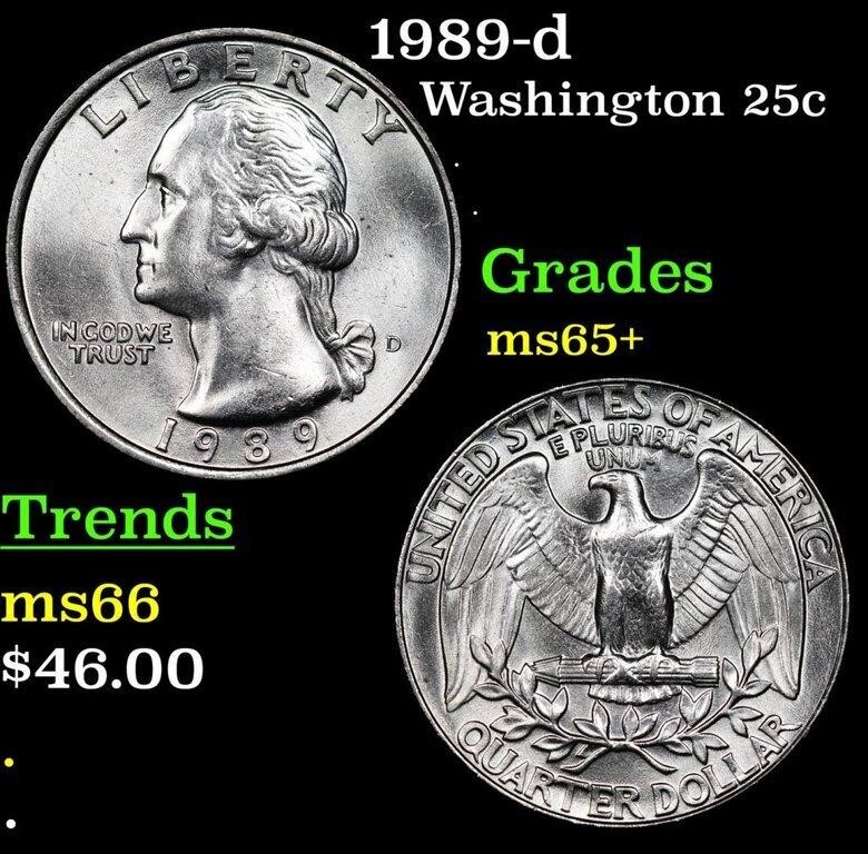 1989-d Washington Quarter 25c Grades GEM+ Unc