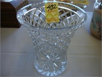 Corset shaped cut glass vase, 6".
