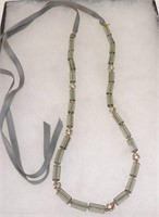 J Crew Long Ribbon Necklace Glass Beads Rhinestone