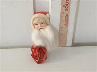 vtg rubber face & felt Santa Claus ornament