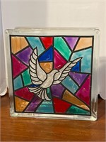 Painted Stained Glass Dove 2 in lot