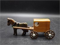 Amish Created Wooden Horse and Buggy