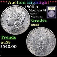 *Highlight* 1896-o Morgan $1 Graded Choice AU/BU S