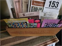 Quilting patterns in cool wooden cheese box