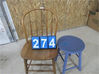 CHAIR & PAINTED STOOL