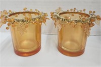 Amber Glass Votive Candle Holders