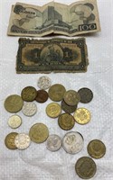 Foreign coins and banknotes