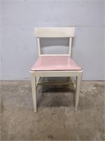 Mid-Century White Wood Chair w/ Storage