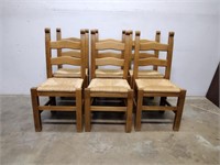 Vintage Oak Dining Chairs w/ Rush Seats