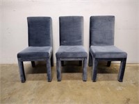 Blue Crushed Velvet Parsons Style Chairs