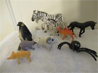 Lot of 9 Animals,  Zebras, etc