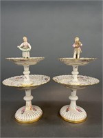 Pair of Meissen dessert stands.