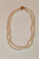 14kt yellow gold Double Strand Pearl Necklace