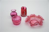 4pcs of Cranberry Glassware ~ Some Fenton