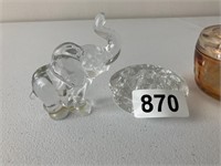 Fenton solid glass elephant, flower frog,