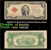 1928D $2 Red Seal United States Note Grades vf det