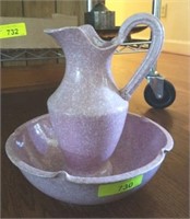 PINK SPONGEWARE PITCHER AND BOWL