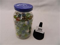 Marbles in Welch's Jelly Jar;