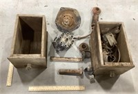 Metal Parts Lot w/ 2 wood drawers