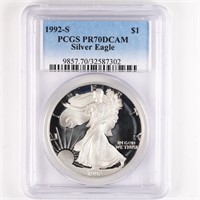 1992-S Proof Silver Eagle PCGS PR70 DCAM