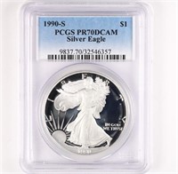 1990-S Proof Silver Eagle PCGS PR70 DCAM