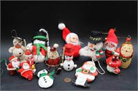 14 Vintage Santa & Snowman Christmas Ornaments