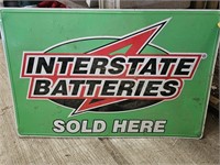 METAL INTERSTATE BATTERY SOLD HERE SIGN