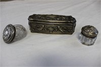 Antique English Sterling Silver Box & Lidded Jars