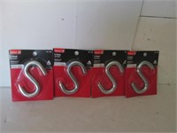 4 NEW ZINK PLATED S HOOKS
